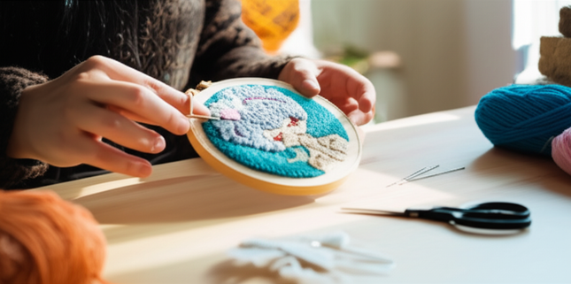 Punch Needle Kits Adults Beginner DIY Cute and Unique Cartoon Girl Hoop Embroidery Set for Beginners Perfect Gifts for Mom - gallery 1