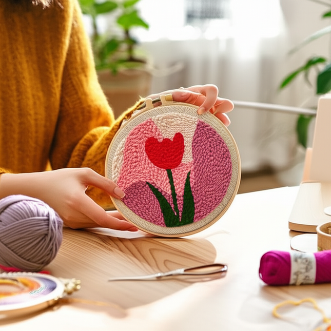 Leaf Punch Needle Starter Kits for Adults Soft Yarn Punch Needle Embroidery Set Handwork Cross Stitch Home Decor Diy Craft - gallery 1