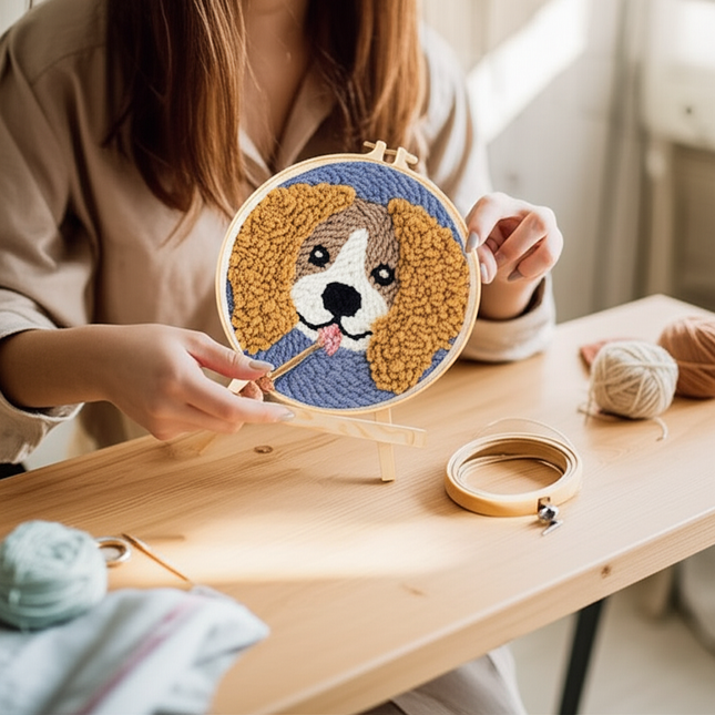 Animal Punch Needle Embroidery Set for Beginners Lovely Dog Punch Needle Poke DIY Needlework Wool Sewing Kit Home Decor - gallery 1