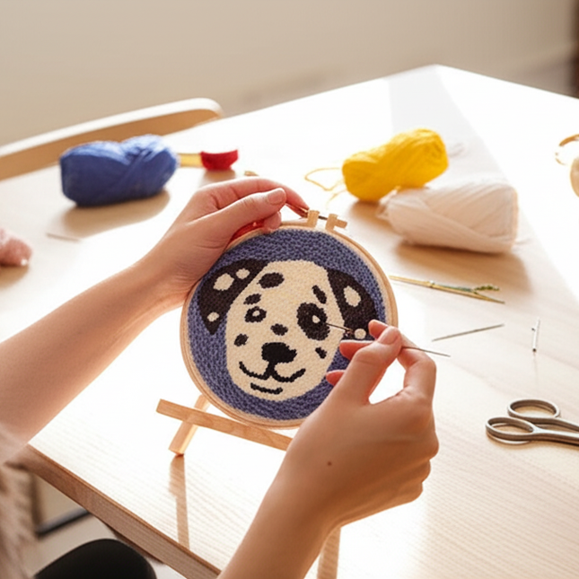 Animal Punch Needle Embroidery Set for Beginners Lovely Dog Punch Needle Poke DIY Needlework Wool Sewing Kit Home Decor - gallery 1