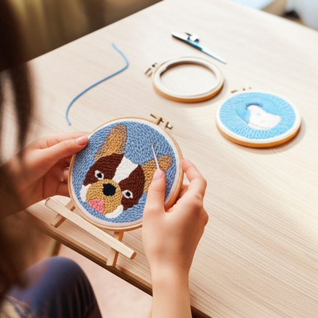 Animal Punch Needle Embroidery Set for Beginners Lovely Dog Punch Needle Poke DIY Needlework Wool Sewing Kit Home Decor - gallery 1