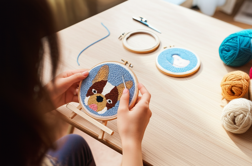 Animal Punch Needle Embroidery Set for Beginners Lovely Dog Punch Needle Poke DIY Needlework Wool Sewing Kit Home Decor - gallery 1