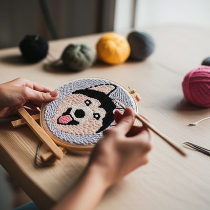 Animal Punch Needle Embroidery Set for Beginners Lovely Dog Punch Needle Poke DIY Needlework Wool Sewing Kit Home Decor - gallery 1