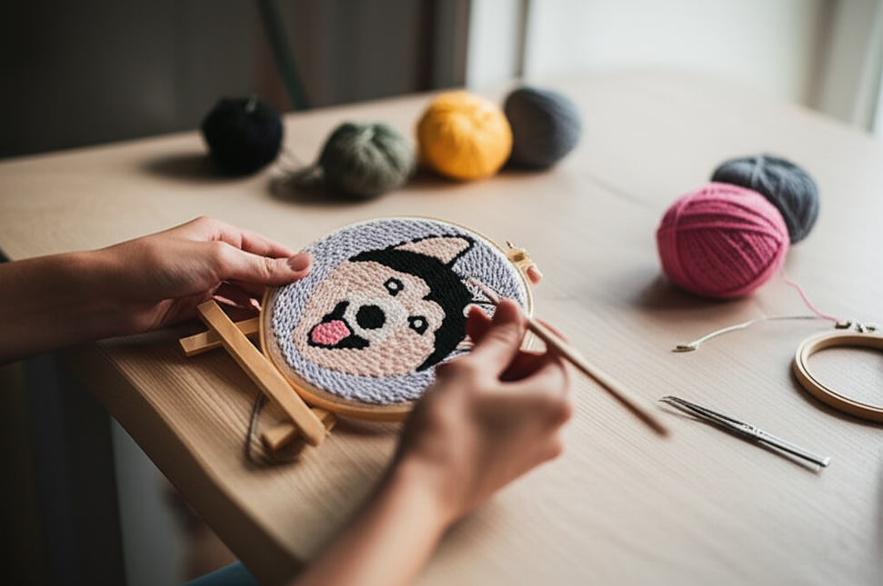 Animal Punch Needle Embroidery Set for Beginners Lovely Dog Punch Needle Poke DIY Needlework Wool Sewing Kit Home Decor - gallery 1