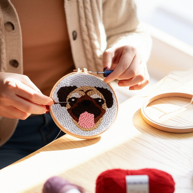 Animal Punch Needle Embroidery Set for Beginners Lovely Dog Punch Needle Poke DIY Needlework Wool Sewing Kit Home Decor - gallery 1
