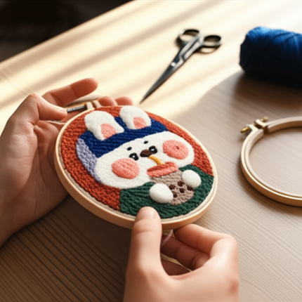 Punch Needle Starter Kit Animal Cat Floral Rug Hooking Beginner Set Adjustable Embroidery Pen Hoop for Kids Adults Craft Gift - gallery 1