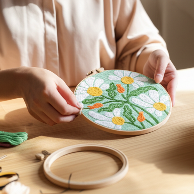 punch needle embroidery Flower Sewing Accessories Embroidery Punch Needle Kit Sewing Diy Embroidery Poke Handmade Diy Set - gallery 1