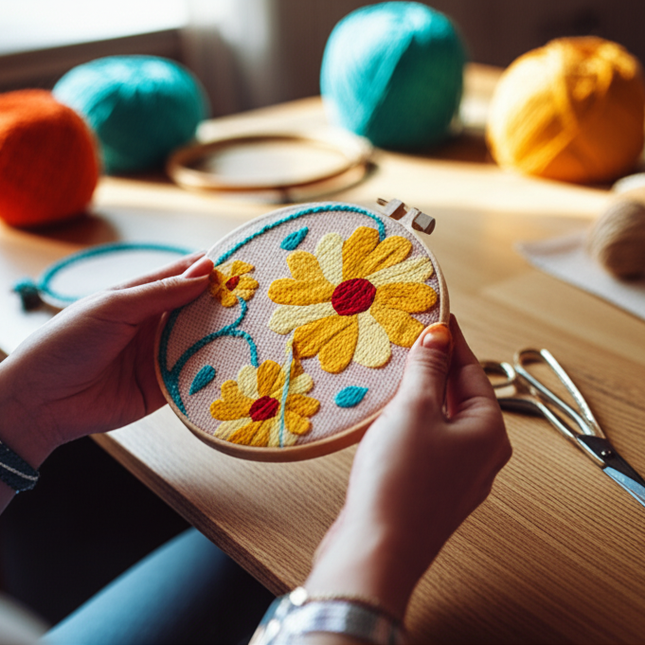 punch needle embroidery Flower Sewing Accessories Embroidery Punch Needle Kit Sewing Diy Embroidery Poke Handmade Diy Set - gallery 1