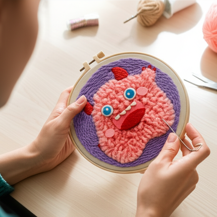 Cute Cartoon Animal Punch Needle Embroidery Kit for Beginners Soft Yarn Needlework Embroidery Set Home Decor Sewing Tool Set - gallery 1