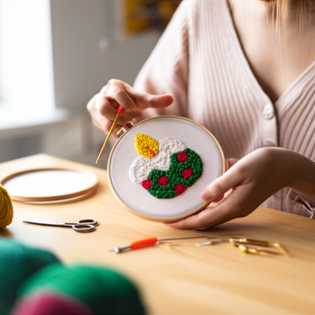 Easy DIY Craft Punch Needle Embroidery Kits with Stamped Color Pattern Package Instruction,Yarn and Adjustable Pen Christmas - gallery 1