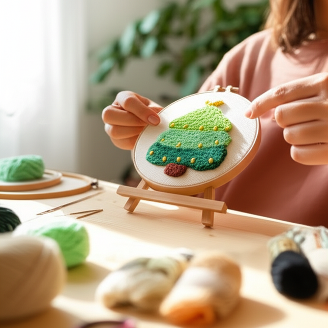 Easy DIY Craft Punch Needle Embroidery Kits with Stamped Color Pattern Package Instruction,Yarn and Adjustable Pen Christmas - gallery 1