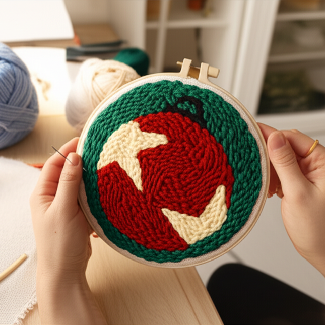 Easy DIY Craft Punch Needle Embroidery Kits with Stamped Color Pattern Package Instruction,Yarn and Adjustable Pen Christmas - gallery 1