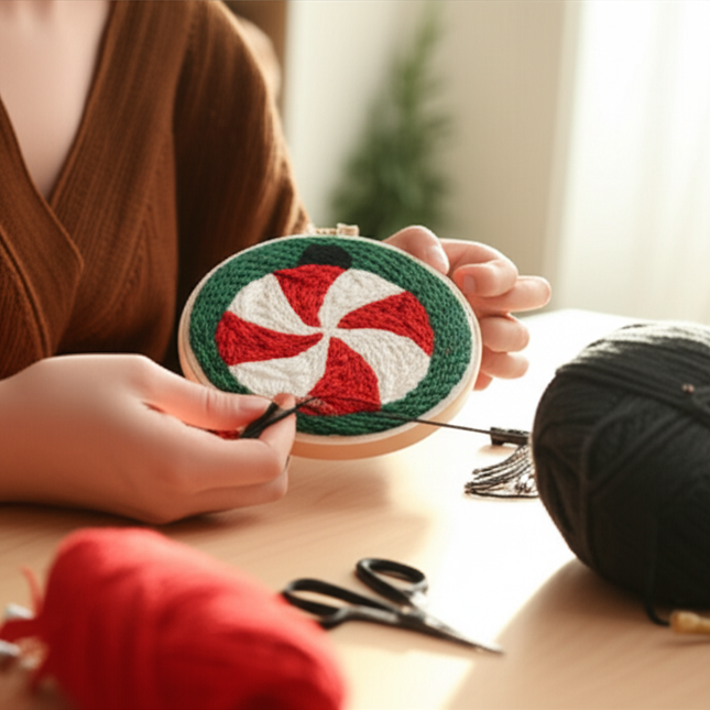 Easy DIY Craft Punch Needle Embroidery Kits with Stamped Color Pattern Package Instruction,Yarn and Adjustable Pen Christmas - gallery 1
