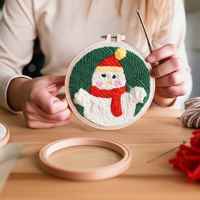 Easy DIY Craft Punch Needle Embroidery Kits with Stamped Color Pattern Package Instruction,Yarn and Adjustable Pen Christmas - gallery 1