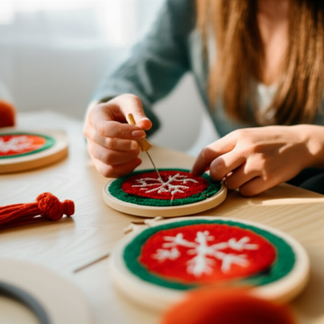 Easy DIY Craft Punch Needle Embroidery Kits with Stamped Color Pattern Package Instruction,Yarn and Adjustable Pen Christmas - gallery 1