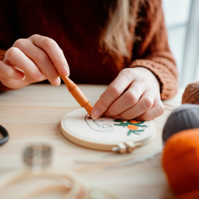 Women Art Punch Needle Embroidery Starter Kits Punch Needle Tool Threader Fabric Embroidery Hoop Yarn Rug for Craft Lover - gallery 1