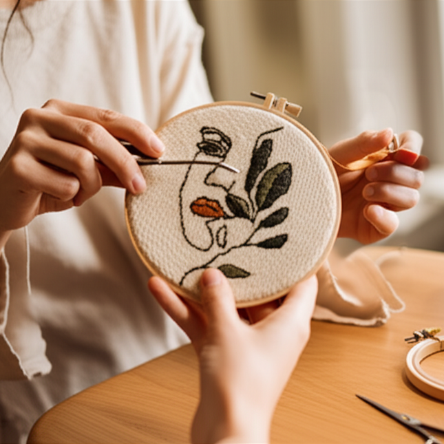 Women Art Punch Needle Embroidery Starter Kits Punch Needle Tool Threader Fabric Embroidery Hoop Yarn Rug for Craft Lover - gallery 1