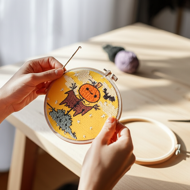 Halloween Holiday Gift Pattern Pumpkin Ghost Punch Needle Rug Punch Kit Ideal Craft Gift for Kids and Adults - gallery 1