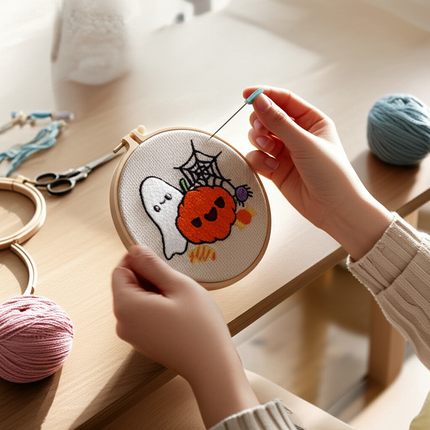 Halloween Holiday Gift Pattern Pumpkin Ghost Punch Needle Rug Punch Kit Ideal Craft Gift for Kids and Adults - gallery 1