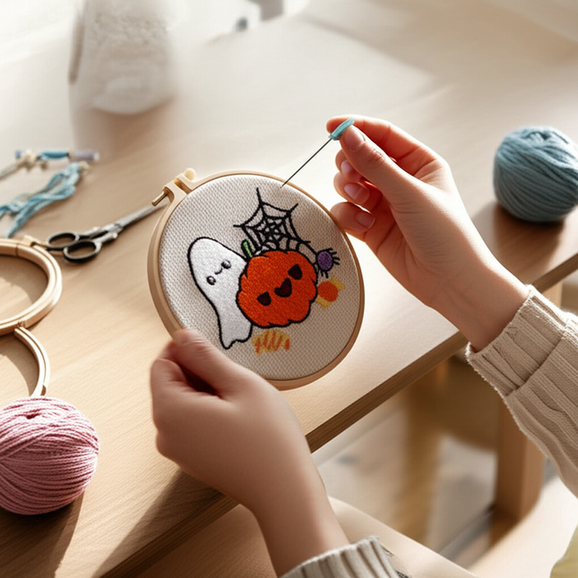 Halloween Holiday Gift Pattern Pumpkin Ghost Punch Needle Rug Punch Kit Ideal Craft Gift for Kids and Adults - gallery 1