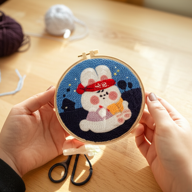 GATYZTORY 20x20cm Punch Needle Embroidery Starter Kits Cute Animal Pattern forBeginners Handcraft Punch Needle Needlework - gallery 1
