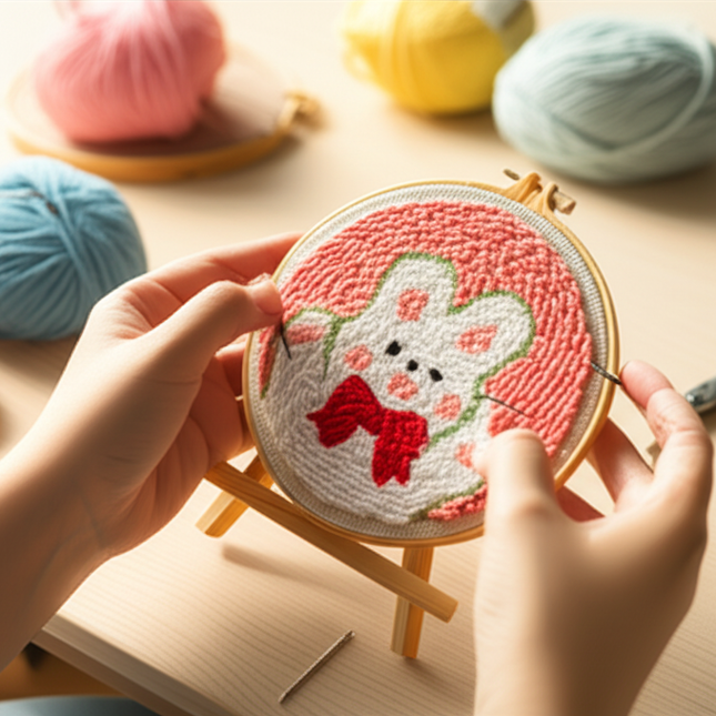 GATYZTORY 20x20cm Punch Needle Embroidery Starter Kits Cute Animal Pattern forBeginners Handcraft Punch Needle Needlework - gallery 1