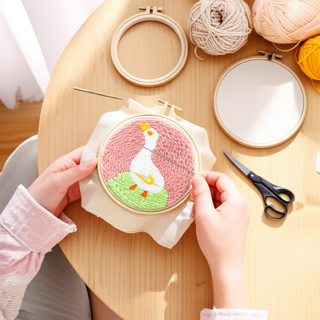 GATYZTORY 20x20cm Punch Needle Embroidery Starter Kits Cute Animal Pattern forBeginners Handcraft Punch Needle Needlework - gallery 1