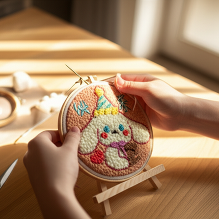 GATYZTORY 20x20cm Punch Needle Embroidery Starter Kits Cute Animal Pattern forBeginners Handcraft Punch Needle Needlework - gallery 1