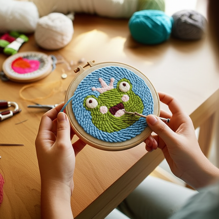 CHENISTORY Punch Needle Embroidery Kit Cartoon Cute Animals Package Diy Crafts Sewing Embroidery Poke Handmade DIY Craft - gallery 1