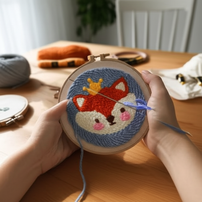 CHENISTORY Punch Needle Embroidery Kit Cartoon Cute Animals Package Diy Crafts Sewing Embroidery Poke Handmade DIY Craft - gallery 1