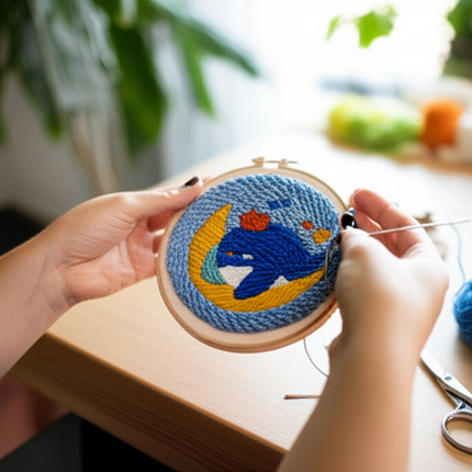 CHENISTORY Punch Needle Embroidery Kit Cartoon Cute Animals Package Diy Crafts Sewing Embroidery Poke Handmade DIY Craft - gallery 1