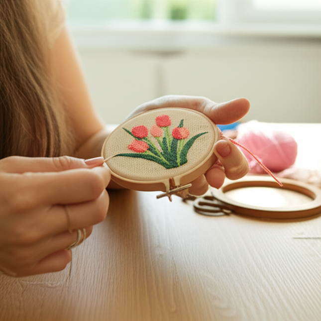 Tulip Sunflower Punch Needle&Rug Punch Kit with EN Instructions Yarn Thread Stamped Cloth Pen for DIY Gift - gallery 1