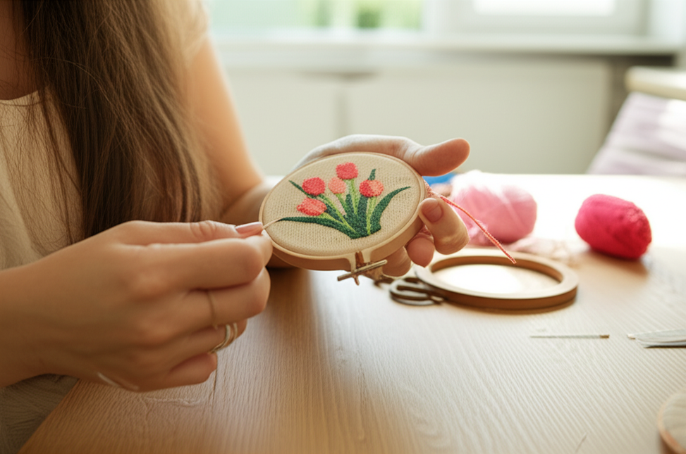 Tulip Sunflower Punch Needle&Rug Punch Kit with EN Instructions Yarn Thread Stamped Cloth Pen for DIY Gift - gallery 1