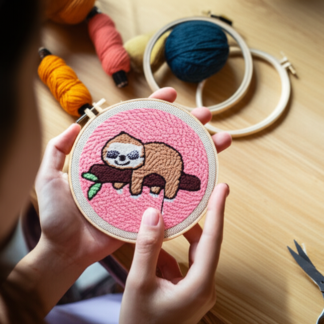 DIY Punch Needle Embroidery Kit Magic Tufting Set Poking Cross Stitch Tools For Knitting with Yarn Animal Pattern For Beginners - gallery 1
