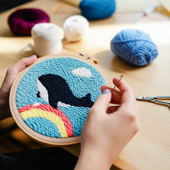 DIY Punch Needle Embroidery Kit Magic Tufting Set Poking Cross Stitch Tools For Knitting with Yarn Animal Pattern For Beginners - gallery 1