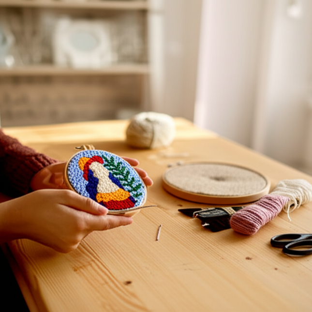 DIY Punch Needle Embroidery Kit Magic Tufting Set Poking Cross Stitch Tools For Knitting with Yarn Animal Pattern For Beginners - gallery 1