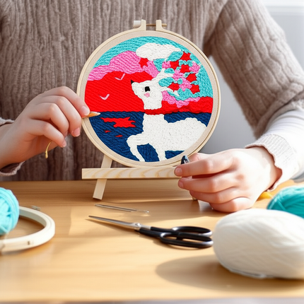 Punch Needle Paintings For Adult Embroidery Kit with Yarn DIY Needlework Animals Pattern Needlecraft For Beginner Funny Gift - gallery 1