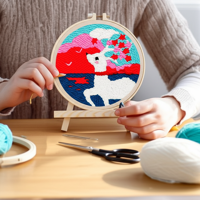 Punch Needle Paintings For Adult Embroidery Kit with Yarn DIY Needlework Animals Pattern Needlecraft For Beginner Funny Gift - gallery 1