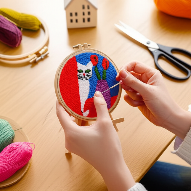 Punch Needle Paintings For Adult Embroidery Kit with Yarn DIY Needlework Animals Pattern Needlecraft For Beginner Funny Gift - gallery 1