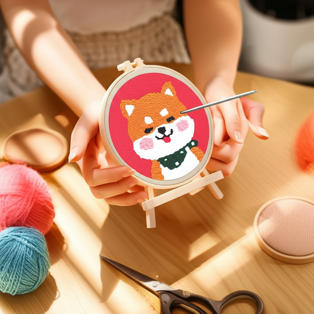 Punch Needle Paintings For Adult Embroidery Kit with Yarn DIY Needlework Animals Pattern Needlecraft For Beginner Funny Gift - gallery 1