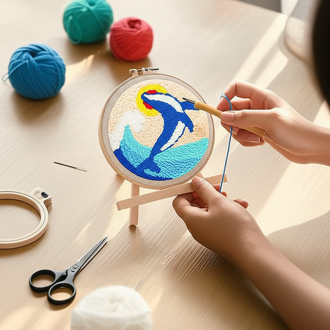 Punch Needle Paintings For Adult Embroidery Kit with Yarn DIY Needlework Animals Pattern Needlecraft For Beginner Funny Gift - gallery 1
