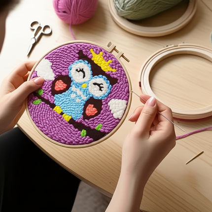 Punch Needle Paintings For Adult Embroidery Kit with Yarn DIY Needlework Animals Pattern Needlecraft For Beginner Funny Gift - gallery 1