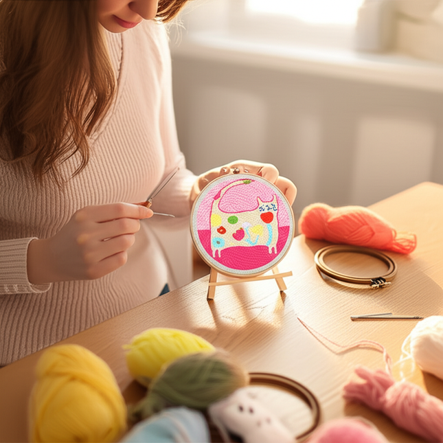 Punch Needle Paintings For Adult Embroidery Kit with Yarn DIY Needlework Animals Pattern Needlecraft For Beginner Funny Gift - gallery 1