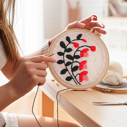 DIY Punch Needle Embroidery Kit with Yarn Floral Pattern Starter Kit Magic Tufting Set Poking Cross Stitch Tools For Knitting - gallery 1