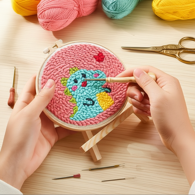 Punch Needle Paintings For Adult Embroidery Kit with Yarn DIY Needlework Animals Pattern Needlecraft For Beginner Funny Gift - gallery 1