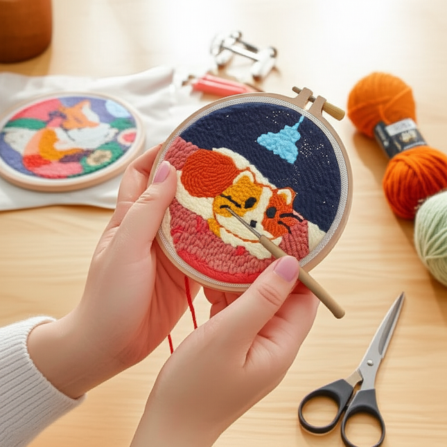 Punch Needle Paintings For Adult Embroidery Kit with Yarn DIY Needlework Animals Pattern Needlecraft For Beginner Funny Gift - gallery 1