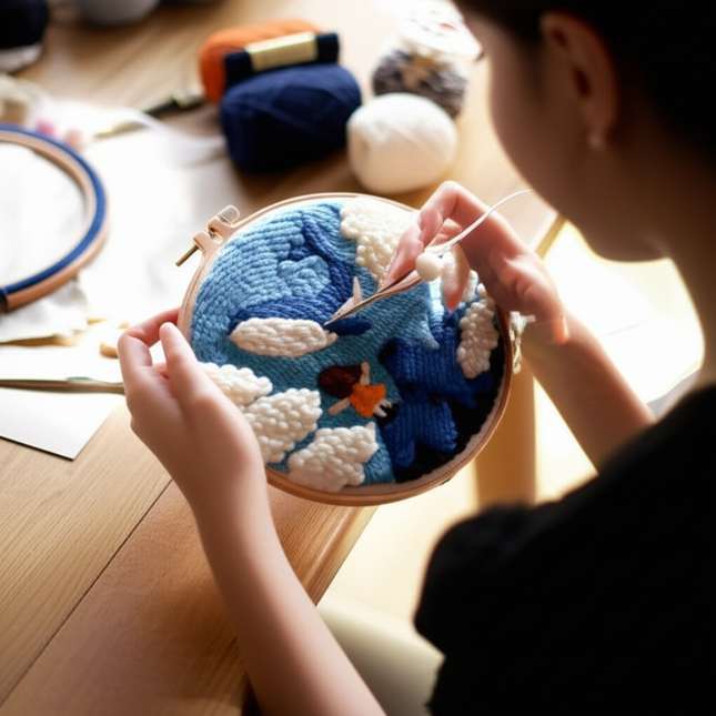 Magic Punch Needle Set Embroidery Starter Kit Circle Rabbit Hooking Beginner  Pock Pen Hoop For Kids Adults Diy Craft Gift - gallery 1