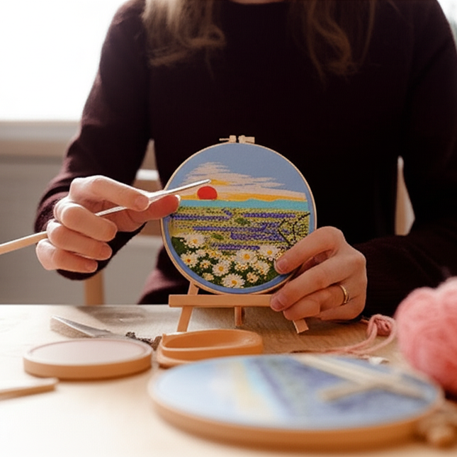 Embroidery Starter Kits for Adults Beginners with Stamped Pattern, Embroidery Floss + Needles + Hoop, Cactus Series - gallery 1
