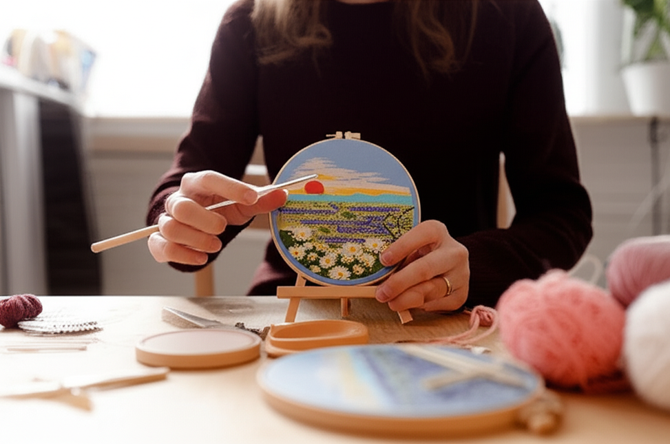 Embroidery Starter Kits for Adults Beginners with Stamped Pattern, Embroidery Floss + Needles + Hoop, Cactus Series - gallery 1