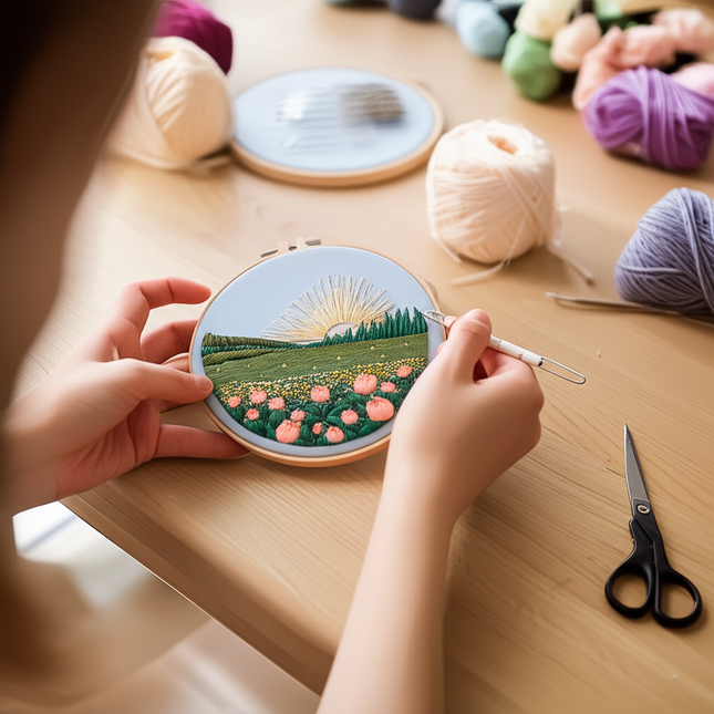Embroidery Starter Kits for Adults Beginners with Stamped Pattern, Embroidery Floss + Needles + Hoop, Cactus Series - gallery 1